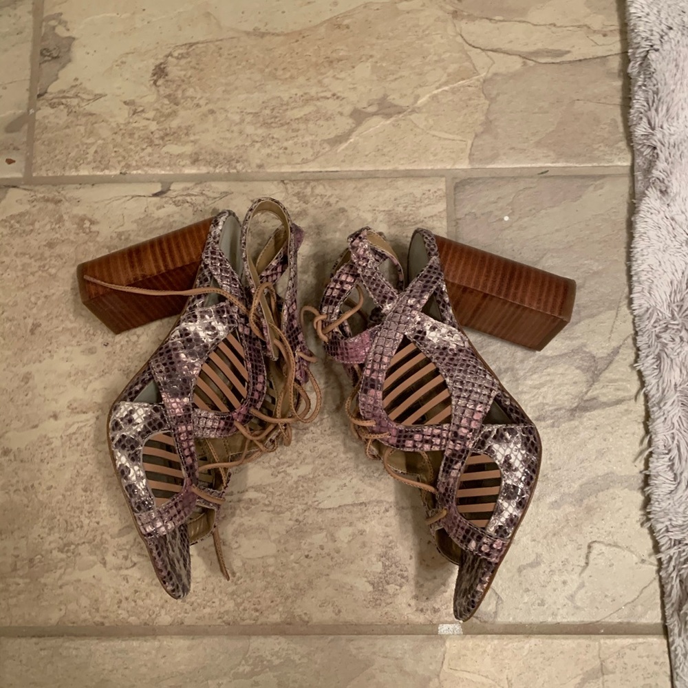 Peep Toe Snakeskin Heels